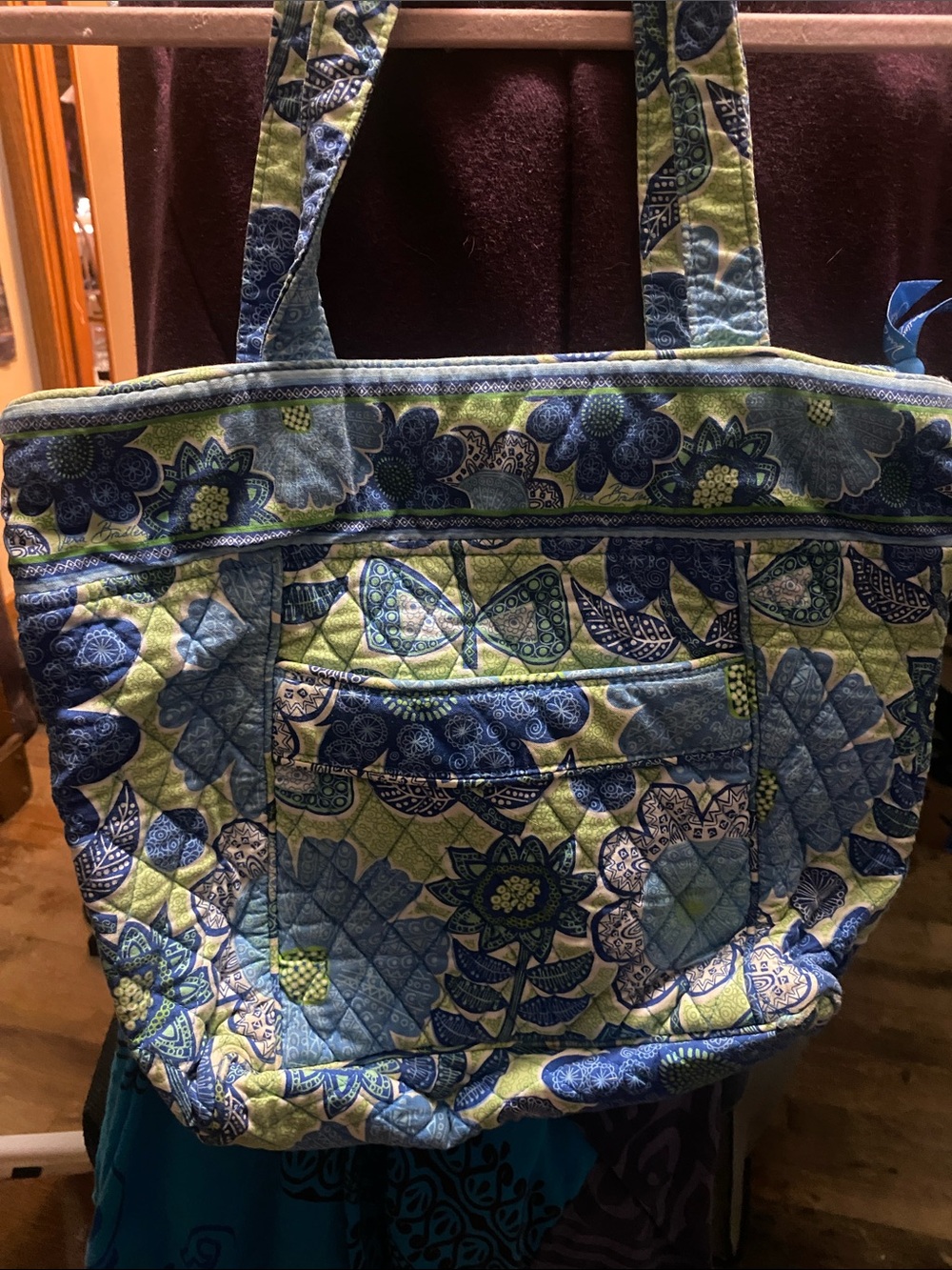 Quilted Blue and Green Floral Tote Bag - Vera Bradley